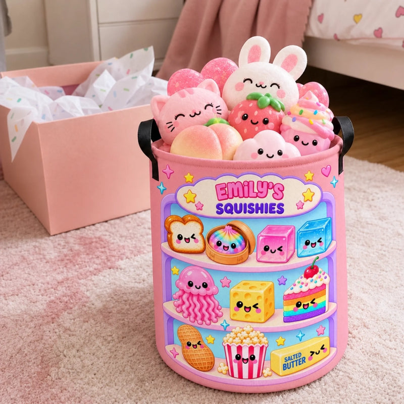 Custom Name Squishies Kids Gifts - Personalized Laundry Basket