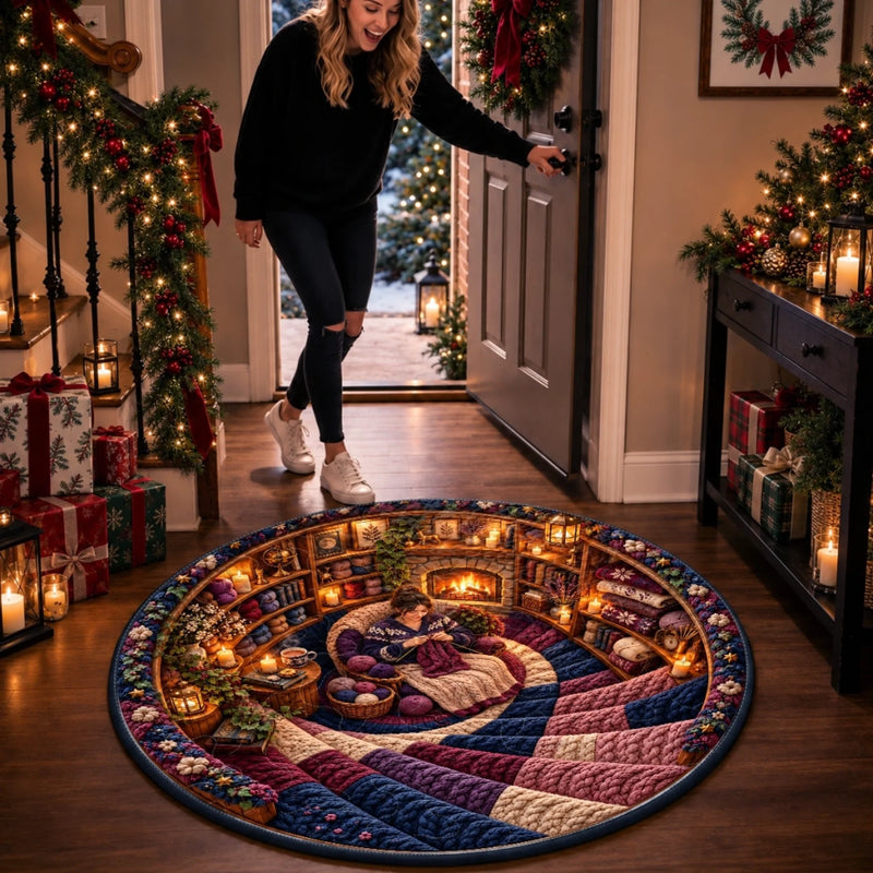 Custom Crochet Christmas Home Decor Gifts For Crocheters - Personalized Quilted Round Mat
