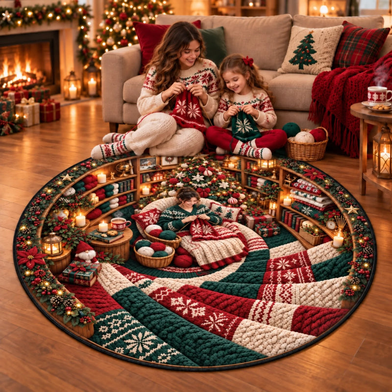 Custom Crochet Christmas Home Decor Gifts For Crocheters - Personalized Quilted Round Mat