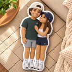 Custom Photo Couple Portrait Gifts - Personalized Shaped Pillow