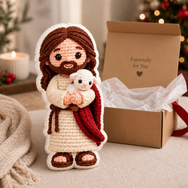 Custom Jesus and Lamb Decor - Personalized Shaped Pillow