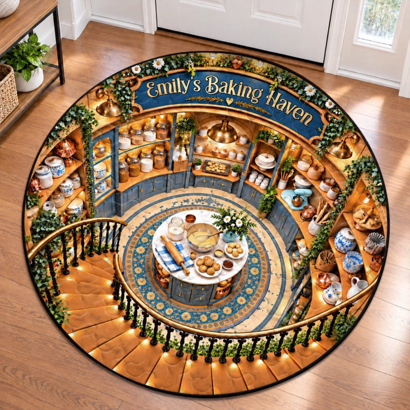 Custom Baking Haven Kitchen Decor Gifts For Bakers - Personalized Quilted Round Mat