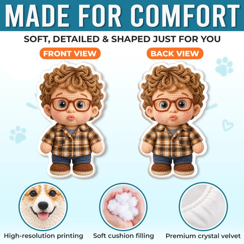 Custom Photo Crochet-Style Kids Gifts - Personalized Shaped Pillow