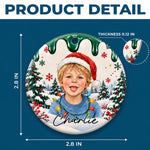 Custom Photo Christmas Family Portrait Gifts - Personalized Ceramic Ornament