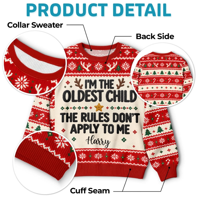 Custom Name Funny Christmas Sibling Gifts for Kids - Personalized Ugly Sweatshirt