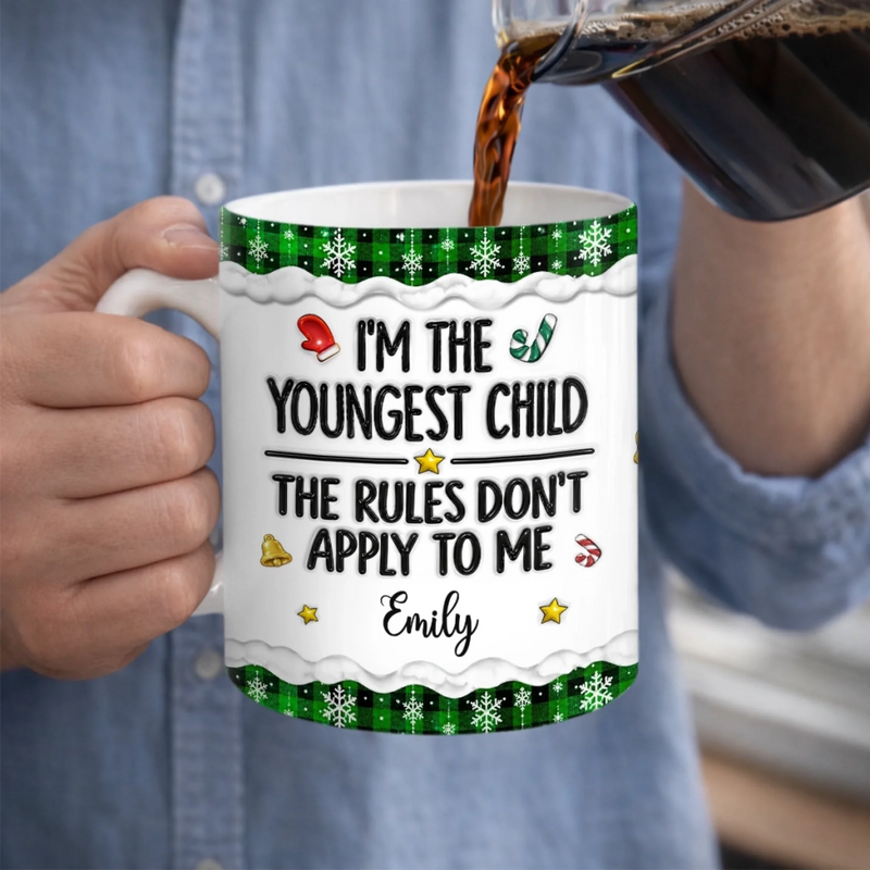 Custom I'm the Youngest Child Christmas Gifts - Personalized Mug