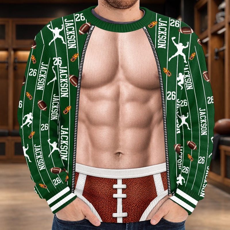 Custom American Football Player Gifts - Personalized Ugly Sweatshirt