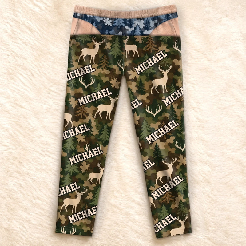 Custom Name Deer Camo Gifts for Men - Personalized Pajama Pants