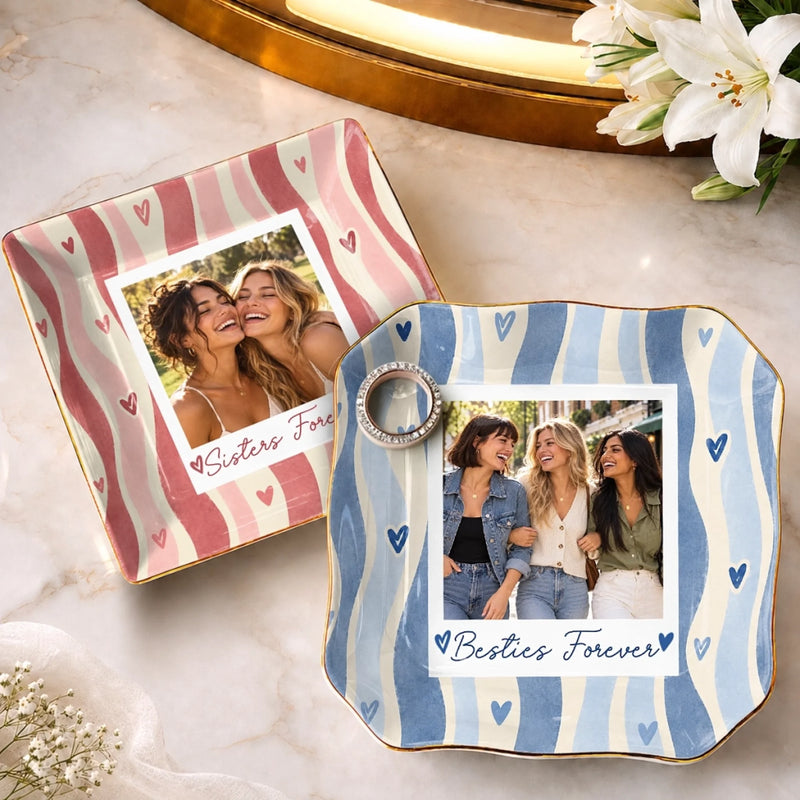 Custom Photo Friends Forever Bestie Gifts - Personalized Jewelry Dish