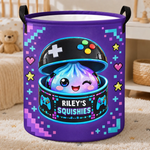 Custom Name Gamer and Kawaii Squishies Gifts For Kids - Personalized Laundry Basket