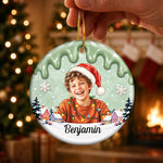 Custom Photo Name Christmas Gifts for Kids - Personalized Ceramic Ornament