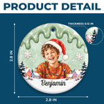 Custom Photo Name Christmas Gifts for Kids - Personalized Ceramic Ornament