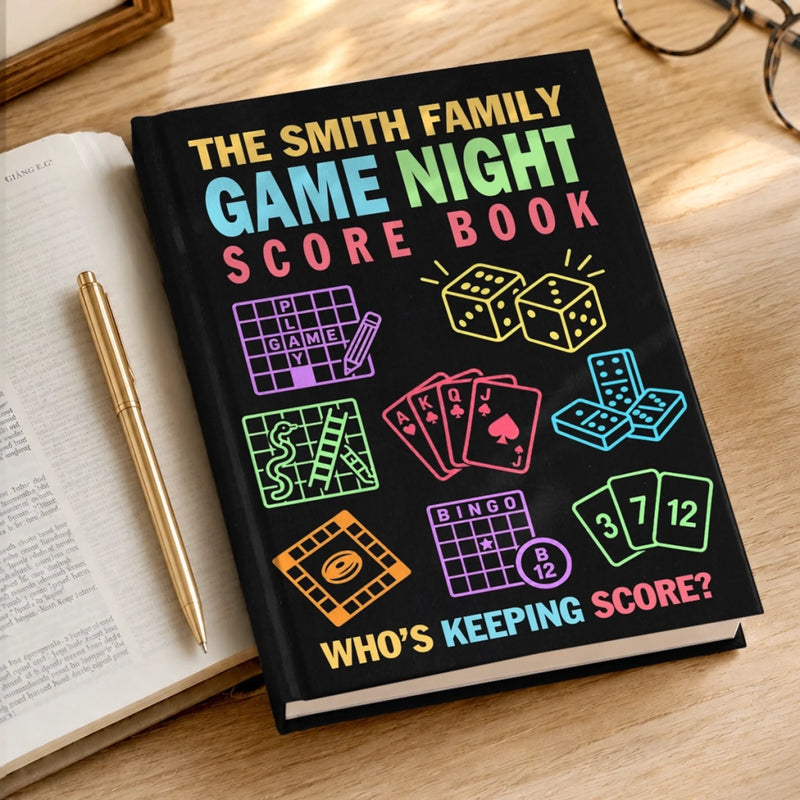 Custom Family Game Night Score Book - Personalized Hardcover Journal