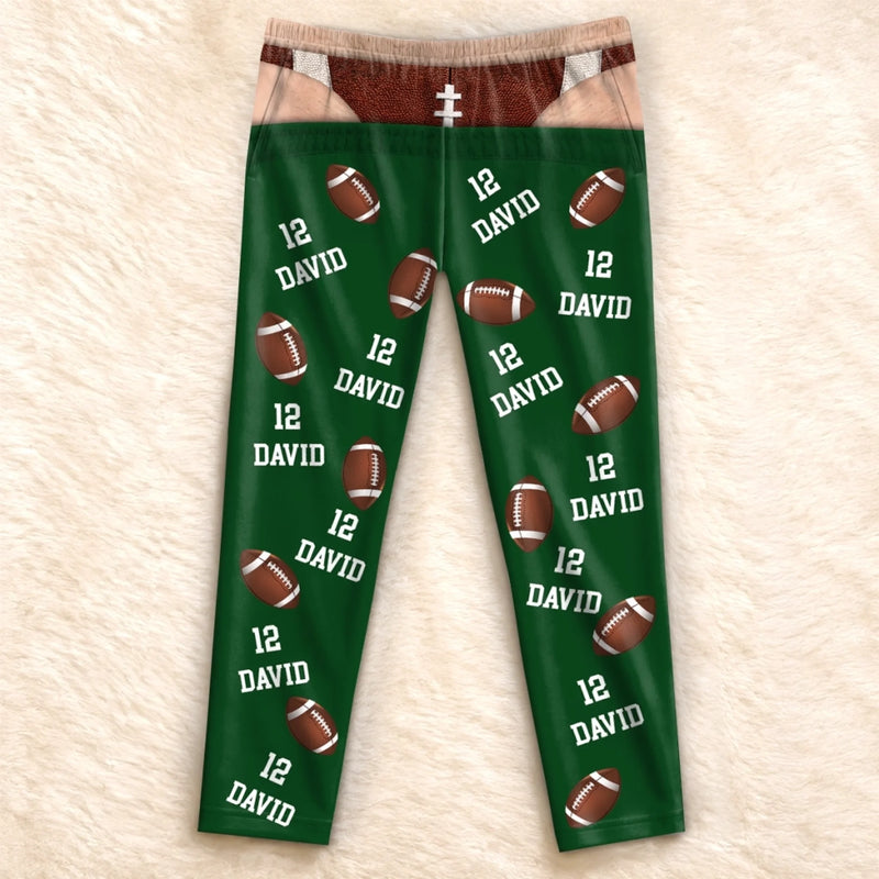 Custom Name Number Football Gifts For Men - Personalized Pajama Pants