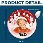 Custom Photo Santa Portrait Christmas Keepsake for Kids - Personalized Ceramic Ornament