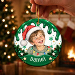 Custom Photo Name Christmas Keepsake Gifts for Kids - Personalized Ceramic Ornament