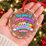 Custom Name Squishy Hunting Christmas Gifts for Kids - Personalized Glass Ornament
