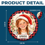 Custom Photo Santa Hat Keepsake for Kids - Personalized Ceramic Ornament