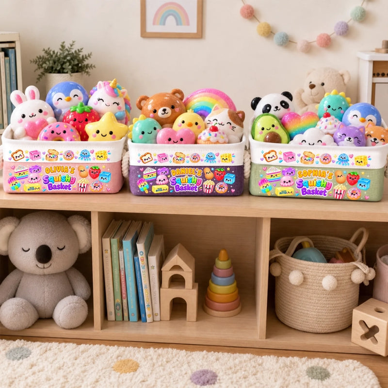 Custom Name Cute Squishy Gifts for Kids - Personalized Storage Basket