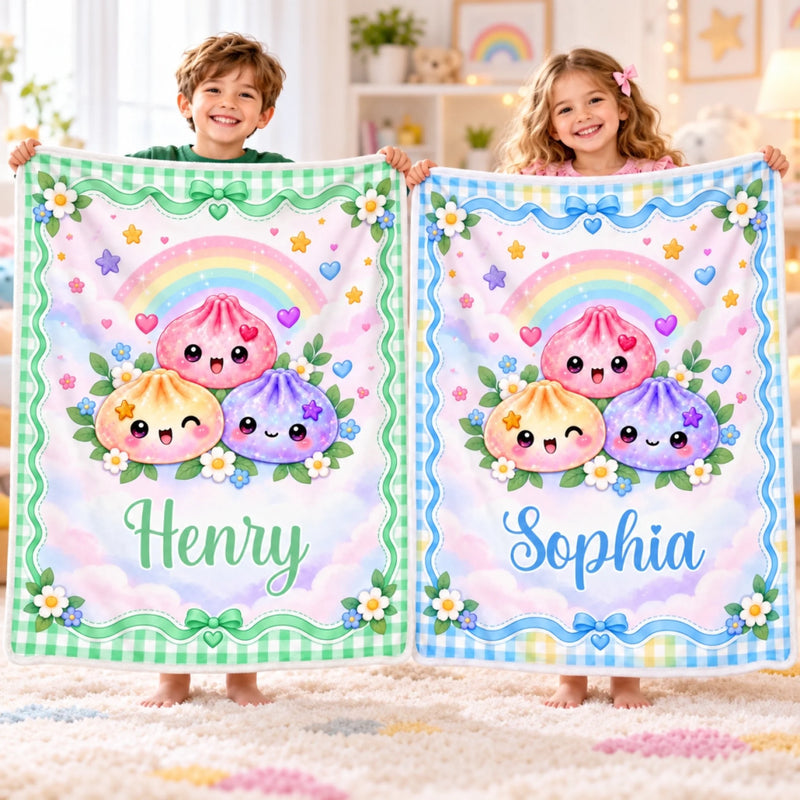 Custom Name Cute Dumpling Squishy Gifts For Kids - Personalized Blanket