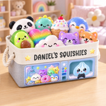 Custom Squishy Toy Organizer Gifts for Kids - Personalized Storage Basket