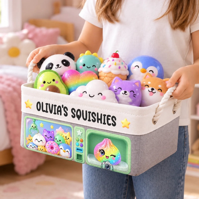 Custom Squishy Toy Organizer Gifts for Kids - Personalized Storage Basket