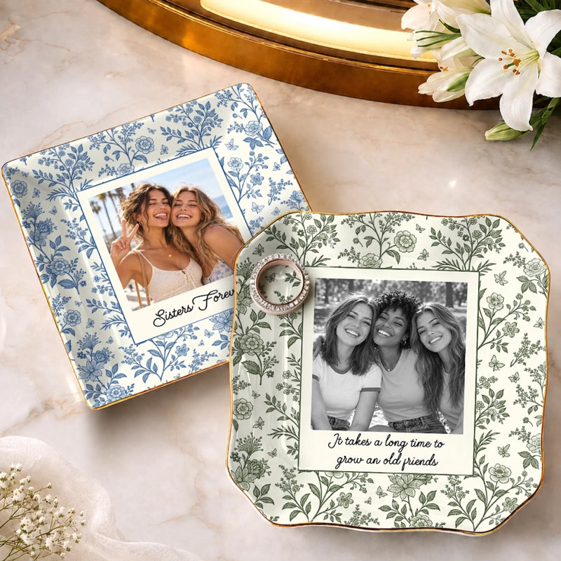 Custom Photo Bestie Gifts For Friends - Personalized Jewelry Dish