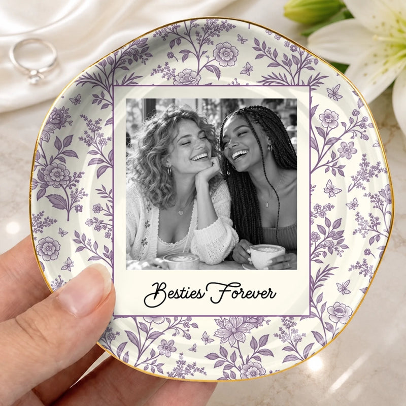 Custom Photo Bestie Gifts For Friends - Personalized Jewelry Dish