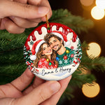 Custom Photo Christmas Couple Gifts - Personalized Ceramic Ornament