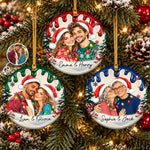 Custom Photo Christmas Couple Gifts - Personalized Ceramic Ornament