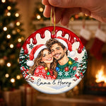 Custom Photo Christmas Couple Gifts - Personalized Ceramic Ornament