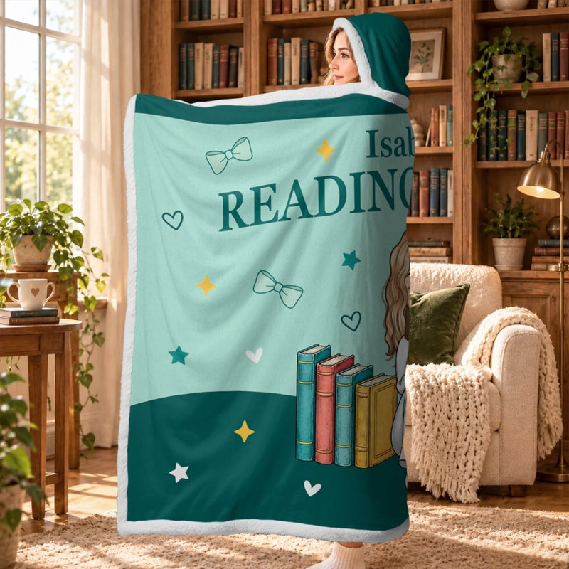 Custom Reading Blanket Gifts For Book Lovers - Personalized Wearable Blanket Hoodie