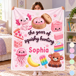 Custom Name Squishy Hunting Gifts For Kids - Personalized Blanket