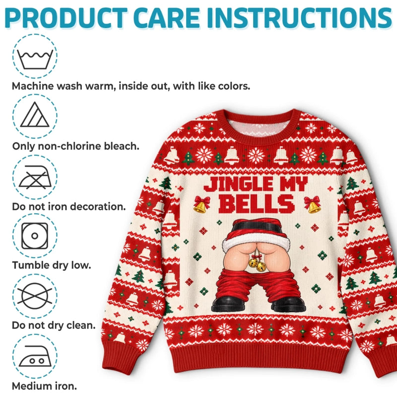 Custom Funny Naughty Jingle My Bells Christmas Gifts for Men - Personalized Ugly Sweater