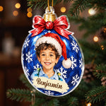 Custom Photo Name Christmas Ornament Gifts for Kids - Personalized Acrylic Ornament
