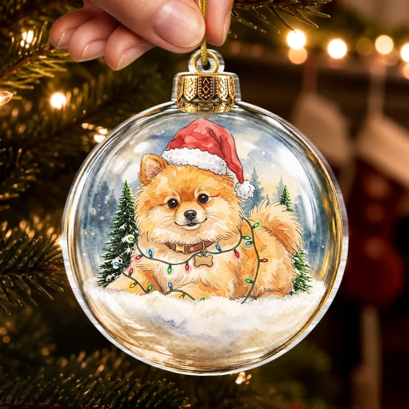 Custom Pet Photo Santa Hat Christmas Decor - Personalized Acrylic Ornament