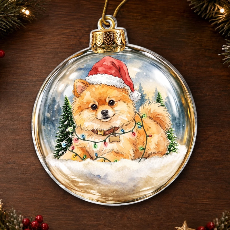 Custom Pet Photo Santa Hat Christmas Decor - Personalized Acrylic Ornament