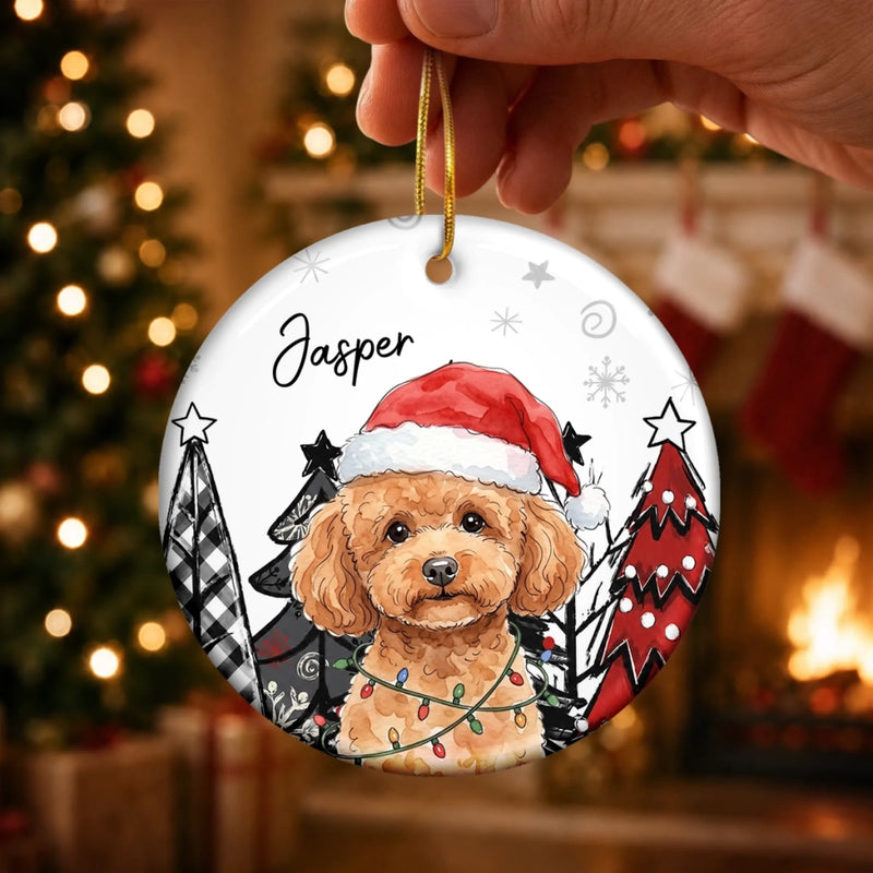 Custom Photo Name Christmas Pet Keepsake Gifts for Dog and Cat Lovers - Personalized Ceramic Ornament