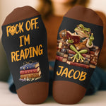 Custom Name Funny Reading Character Gifts for Book Lovers - Personalized Crew Socks