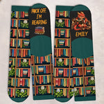 Custom Name Funny Reading Character Gifts for Book Lovers - Personalized Crew Socks