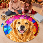 Custom Pet Photo Christmas Gifts for Families - Personalized Round Jigsaw Puzzle