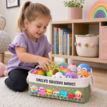 Custom Name Cute Squishy Toy Organizer for Kids - Personalized Storage Basket