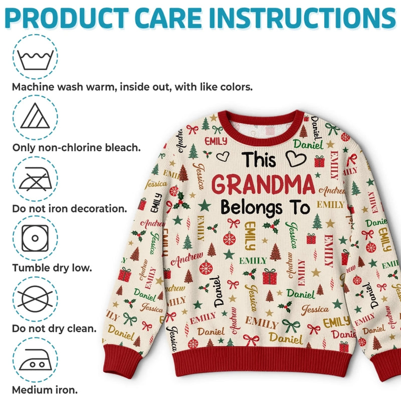 Custom Name Grandma and Grandpa Family Christmas Gifts - Personalized Ugly Sweatshirt