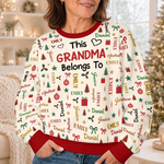 Custom Name Grandma and Grandpa Family Christmas Gifts - Personalized Ugly Sweatshirt
