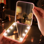 Custom Name Cartoon Girl Beauty Gifts For Women - Personalized LED Compact Makeup Mirror