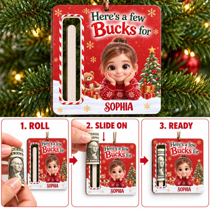Custom Photo Wooden Money Holder Ornament - Personalized Christmas Birthday Gifts For Kids - Little Buck Big Cheer