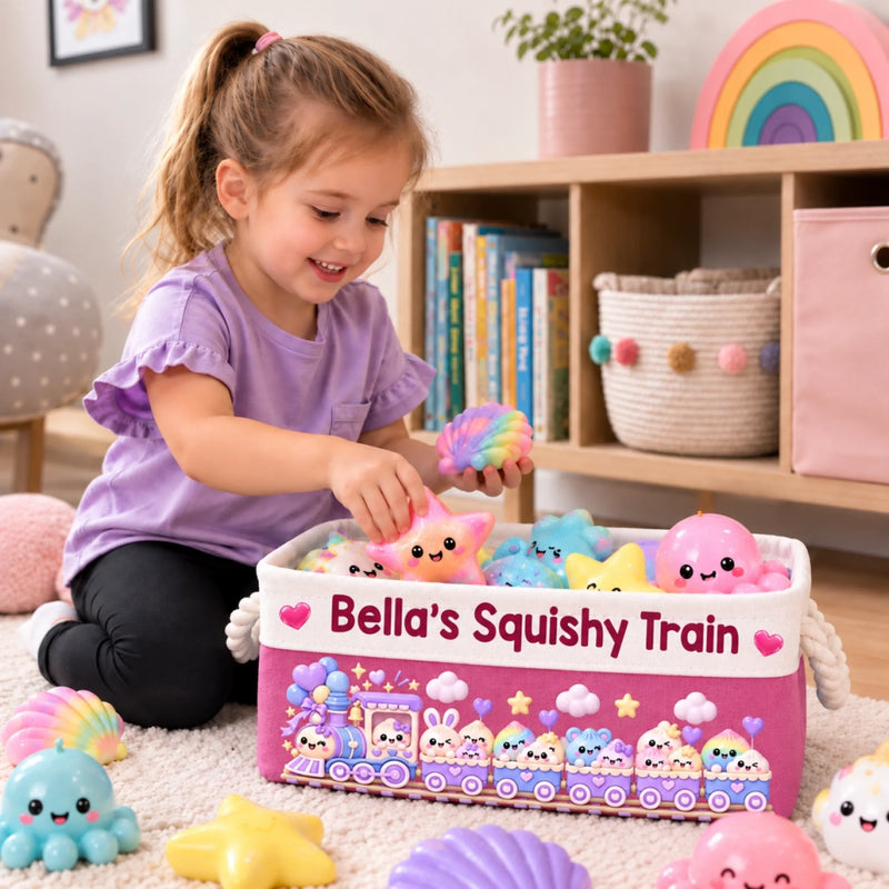 Custom Name Happy Express Squishy Train Gifts For Kids - Personalized Storage Basket