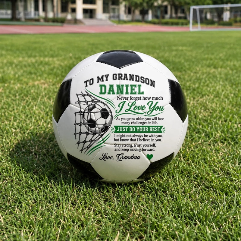 Custom Name Stay Strong Soccer Gifts for Son and Grandson - Personalized Soccer Ball