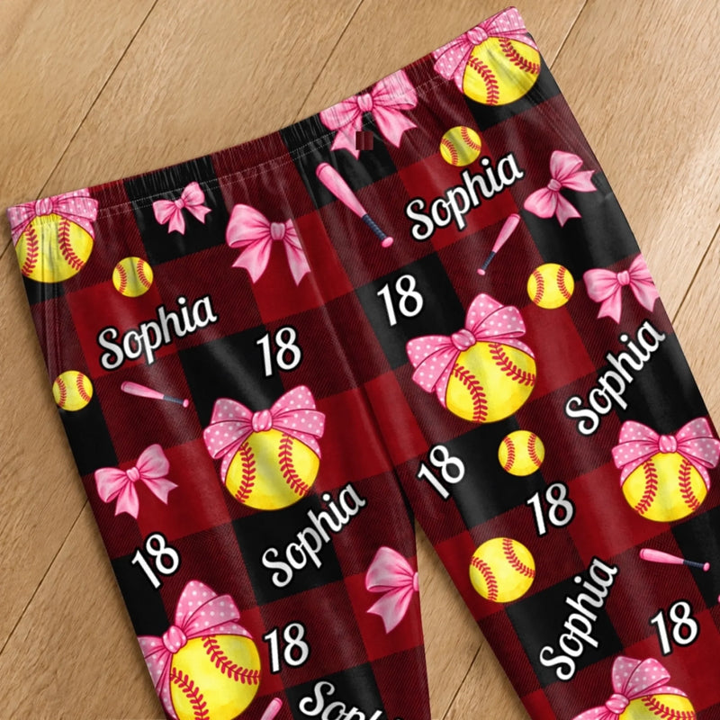 Custom Name Softball Gifts For Women - Personalized Pajama Pants