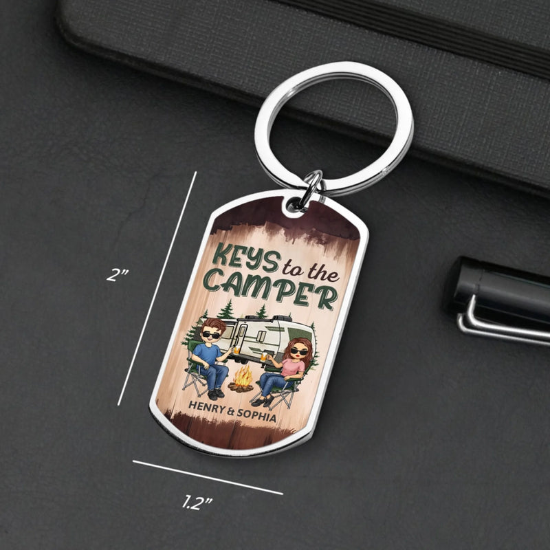 Custom Keychain - Personalized Anniversary Wedding Gifts For Husband And Wife, Him And Her, Campers - Keys To The Camper